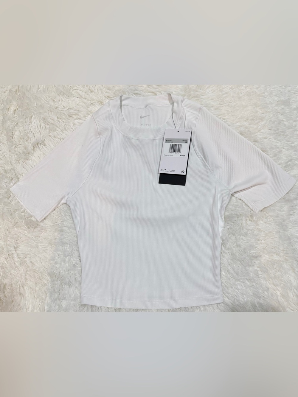 NEW! Women’s Nike Zenvy Rib Dri-FIT Cropped Training Short-Sleeve Top - Size XS - Picture 6 of 9